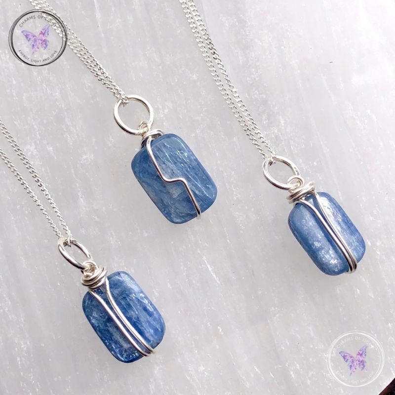 Blue Kyanite Silver Pendant